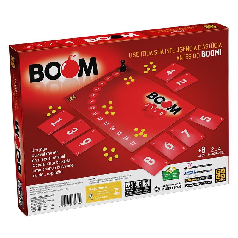 Jogo de Tabuleiro - Boom - De 2 a 4 Jogadores - Grow